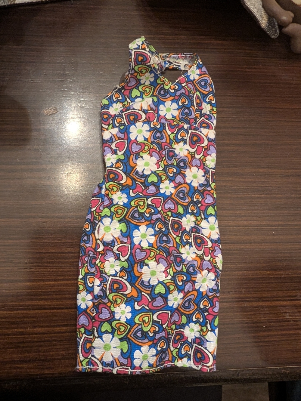 Barbie Multicolor Floral & Heart Print Dress Mattel